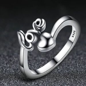 100% 925 Sterling Silver I Love You Heart Ring for Woman